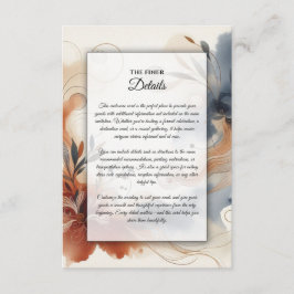 Cartão De Informações Terracotta Twilight and Navy Blooms Wedding