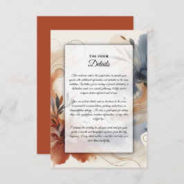 Cartão De Informações Terracotta Twilight e Marinho Blooms Casamento