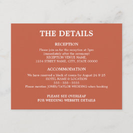 Cartão De Informações Terracotta Wedch QR Code Details Enclosure Card
