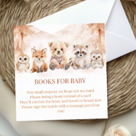 Cartão De Informações Terracotta Woodland Books for Baby Shower Insert