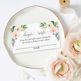 Cartão De Informações Texto do Script Raffle da Fralda Floral Cor-de-Ros
