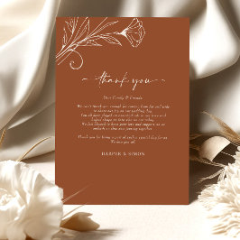 Cartão De Informações Thank You Card Terracotta Script Info