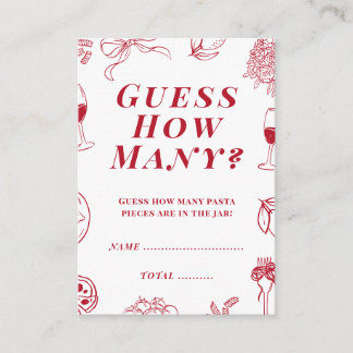 Cartão De Informações That's Amore Bridal Shower Guess how many Game