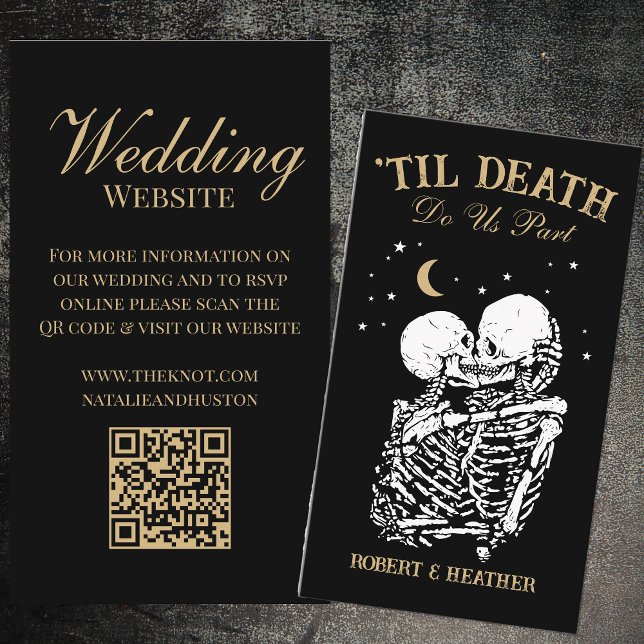 Cartão De Informações Til Death Gothic Weding Website QR Code RSVP (Criador carregado)