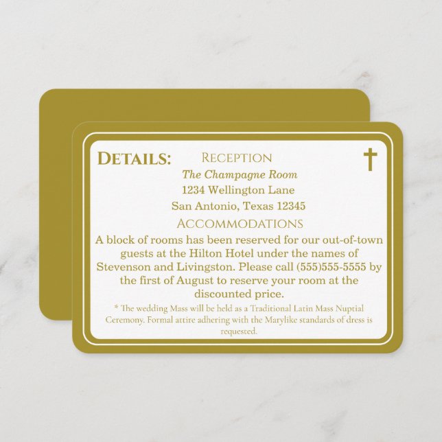 Cartão De Informações Timeless Catholic Monogrammed Enclosure Card (Frente/Verso)