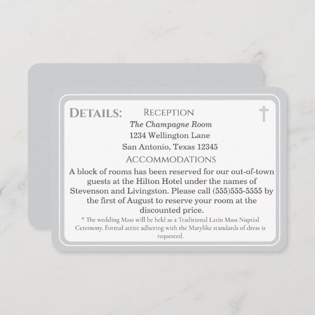 Cartão De Informações Timeless Catholic Monogrammed Enclosure Card (Frente/Verso)