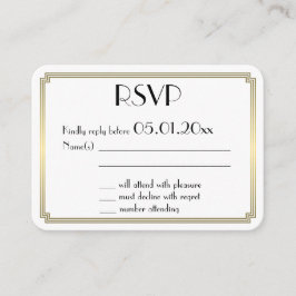 Cartão De Informações Tiny Round Gatsby Art Deco Casamento Dourado RSVP