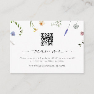 Cartão De Informações Tiny Wildflower Wedding Código QR RSVP