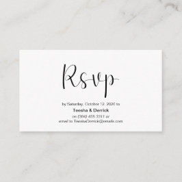 Cartão De Informações Tipo de letra Mínimo Preto, RSVP de Casamento, res