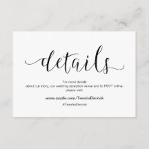Tipo preto russo, Detalhes do Casamento, RSVP