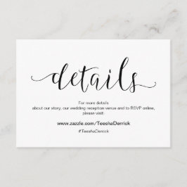 Cartão De Informações Tipo preto russo, Detalhes do Casamento, RSVP