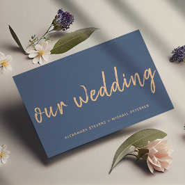 Cartão De Informações Tipografia do site de casamento moderno do marinho