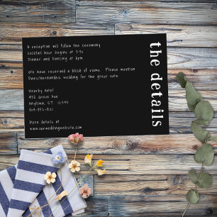 Cartão De Informações Tipografia Manuscrita Casual Branco e Preto