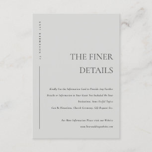 Cartão De Informações Tipografia Minimalista de Casamento em Cinza Claro