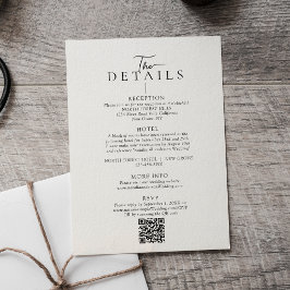 Cartão De Informações Tipografia Moderna Código Qr Detalhes do Casamento