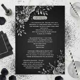 Cartão De Informações Tipografia Moderna Monocromática Preto Branco Flor