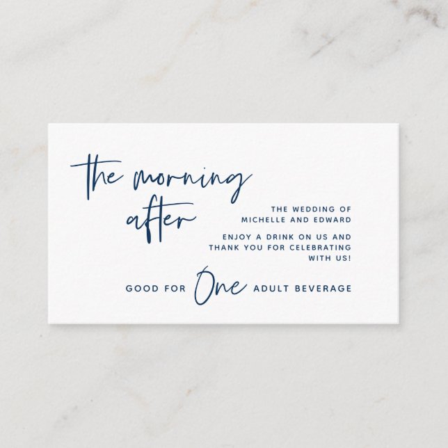Cartão De Informações Tíquete, Bebida Adulta, A Manhã Após (Frente)