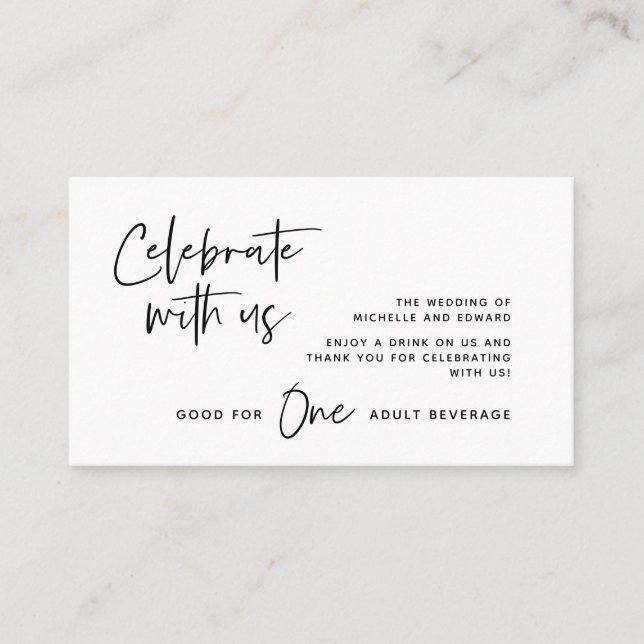 Cartão De Informações Tíquete de Bebida, Bebida Adulta, Celebre conosco (Frente)