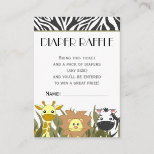 Cartão De Informações Tíquete de Fralda da Espécie Animal Selva Raffle