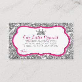 Cartão De Informações Tíquete de Fralda da Princesa Raffle, Faux Glitter