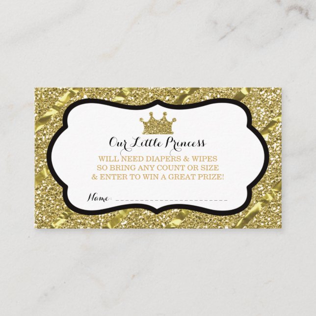 Cartão De Informações Tíquete de Fralda da Princesa Raffle, Faux Glitter (Frente)