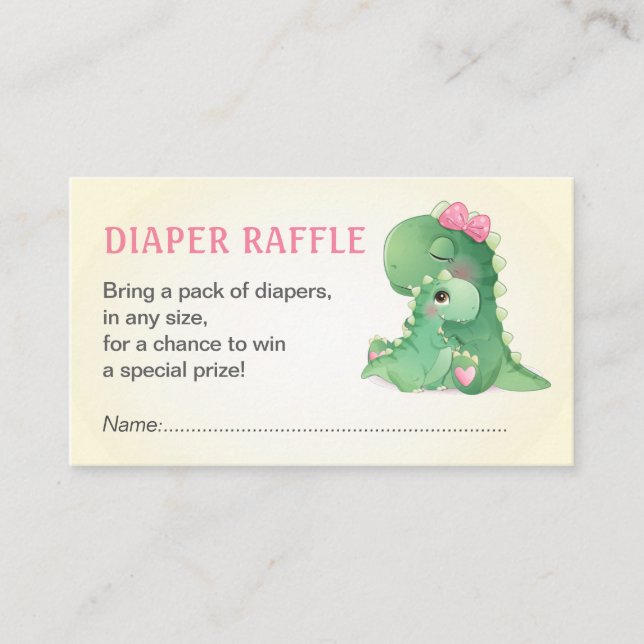 Cartão De Informações Tíquete de Fralda de Chá de Raffle Dinosaur Baby G (Frente)