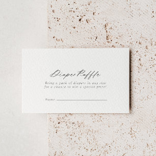 Cartão De Informações Tíquete de Fralda de Prata de Caligrafia Chic