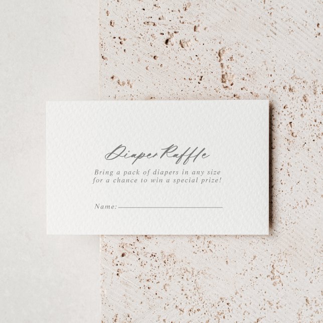 Cartão De Informações Tíquete de Fralda de Prata de Caligrafia Chic (Criador carregado)