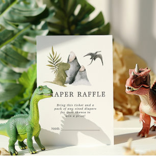 Cartão De Informações Tíquete de Raffle da Fralda Chá de fraldas Dino