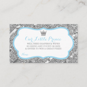 Cartão De Informações Tíquete de Raffle da Fralda Príncipe, Faux Glitter