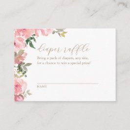 Cartão De Informações Tíquete de Raffle, Fralda Floral Cor-de-rosa