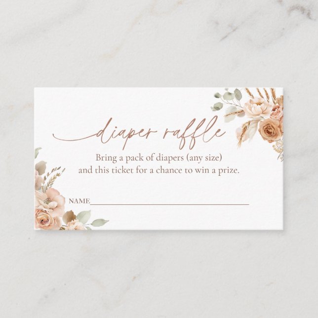 Cartão De Informações Tíquete de Raffle fralda para Chá de fraldas (Frente)