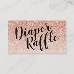 Cartão De Informações Tíquete Raffle fralda, Script Preto Rosegold