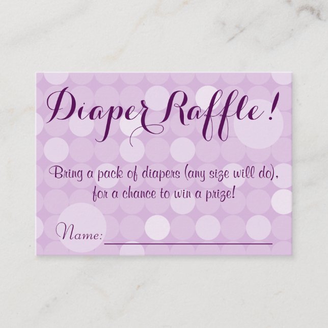 Cartão De Informações Tíquetes de Fralda de Bolinhas roxa (Frente)