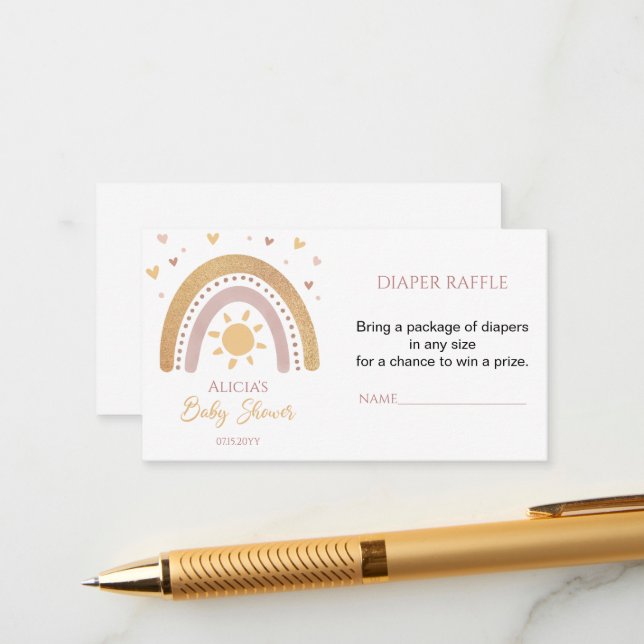 Cartão De Informações Tíquetes de Fralda do Boho-Arco-Íris Raffle (Frente/Verso In Situ)
