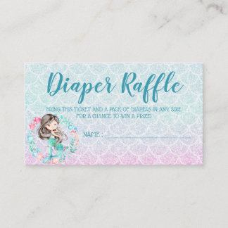 Cartão De Informações Tíquetes de placa de Raffle de Fralda Mermaid para