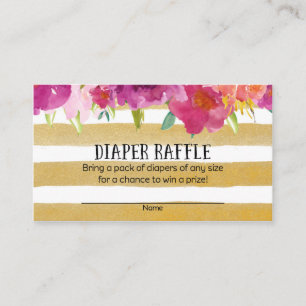 Cartão De Informações Tíquetes de Raffle, cor-de-rosa e Fralda Dourada