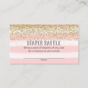 Cartão De Informações Tíquetes de Raffle de Fralda Dourada e rosa