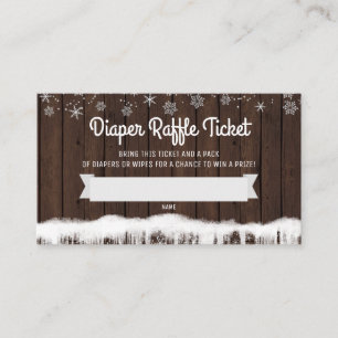 Cartão De Informações Tíquetes Rustic Snowflake Fralda Raffle