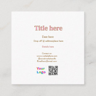 Cartão De Informações título digitalizar QR contato logotipo aqui local