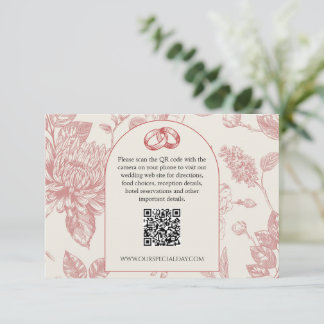Cartão De Informações Toalhete Floral Francês Vermelho Rico Código QR