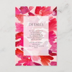 Cartão De Informações Todos os Detalhes do Casamento Vermelho Cor de Águ