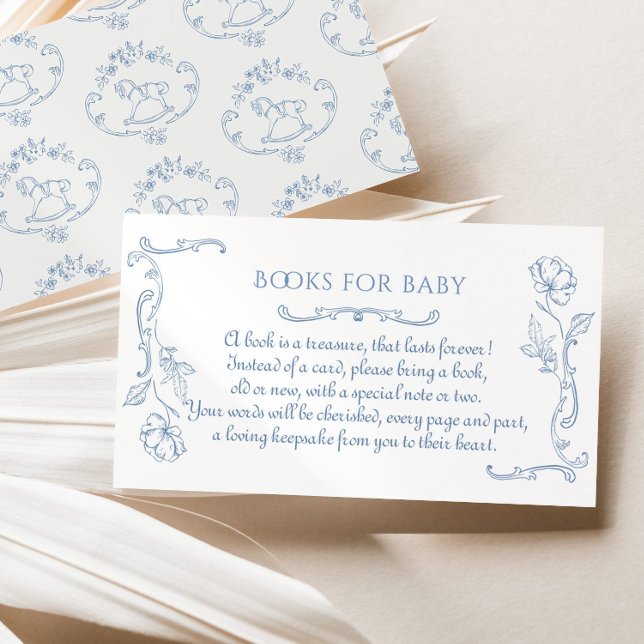 Cartão De Informações Toile de jouy, cavalo de balanço, livros para bebê (Criador carregado)