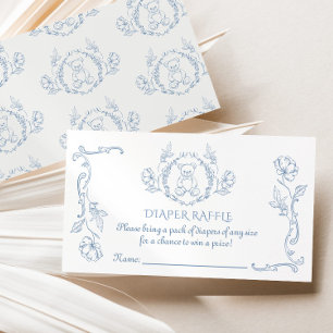 Cartão De Informações Toile de jouy teddy urso vintage Fralda raffle