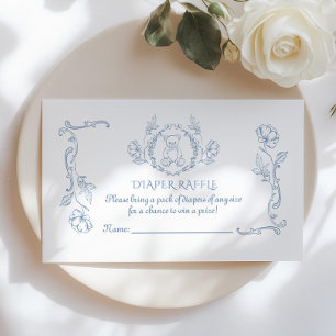 Cartão De Informações Toile de jouy teddy urso vintage Fralda raffle