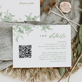 Cartão De Informações Toile Sage Green Floral Wedes Detalhes QR