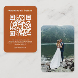 Cartão De Informações Tons da Terra de Foto RSVP de Código QR do Site de