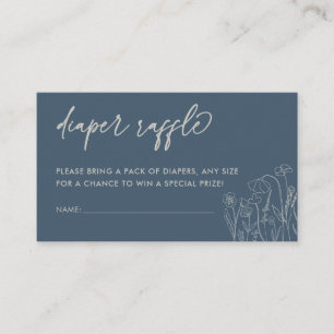 Cartão De Informações Topaz Blue Wildflower Line Art Fralda Raffle