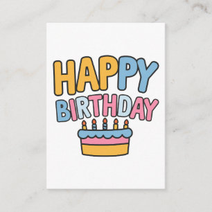 Cartão De Informações Torta de Feliz Aniversário