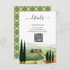 Cartão De Informações Toscana Itália destino Pormenores do casamento QR